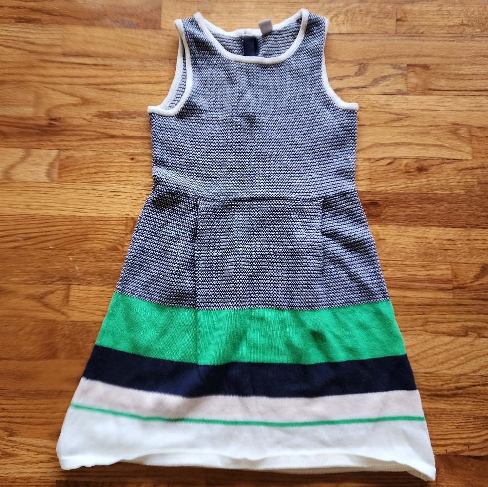 Janie and Jack Sleeveless Girls Dress - Navy, Green, and White Size 8